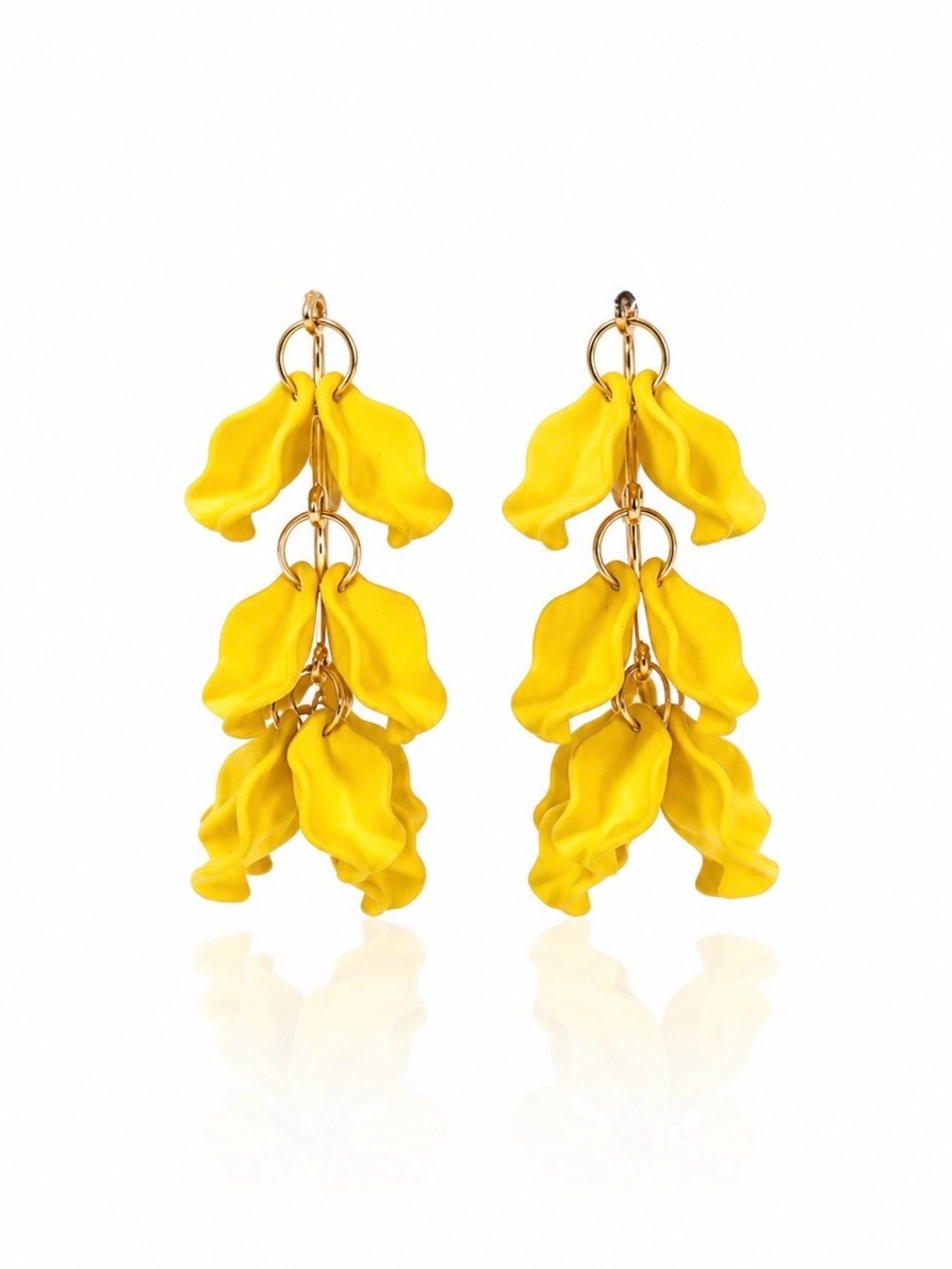 Yellow Petal Drop Earrings